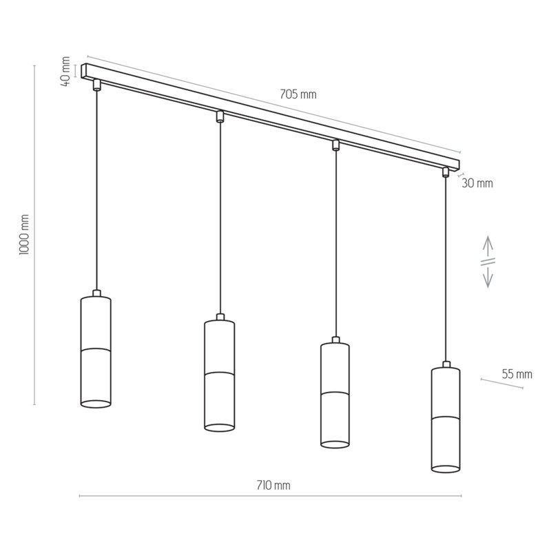 Ainara 4 - Light Stainless Steel Kitchen Island Pendant, Gold/Black