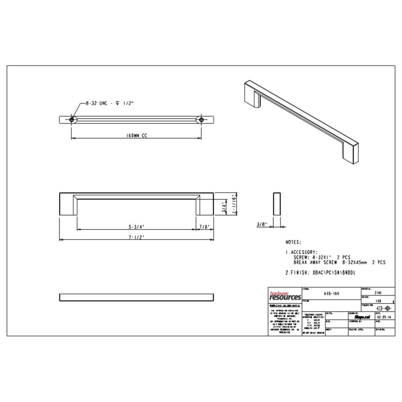 Sutton Bar Pull, Satin Nickel, 6 5/16"