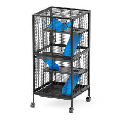 Cage en métal pour petits animaux 5 étages pour animaux de compagnie, cage de furet amovible avec roues verrouillables, cage de chinchilla de luxe H 59 po avec hamac et plateau amovible (XL)