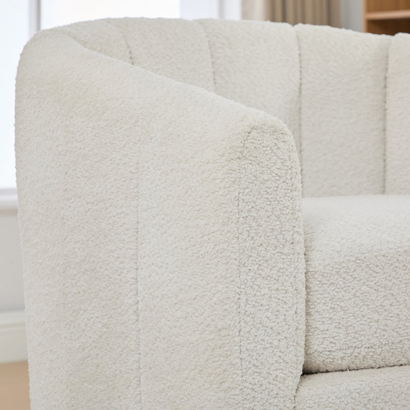 32.28 "Wide Boucle 360° Swivel Chair, Ivory