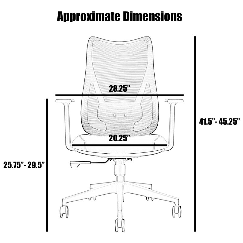 Kumpe Mesh Office Chair – Leather Seat, Adjustable Lumbar Support, Swivel with Wheels, Conference Room Ergonomic Design