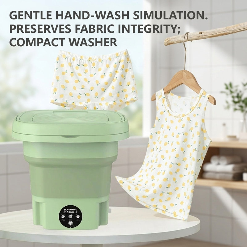 Mini machine à laver portable pliable de 8 L avec panier d'égouttage pour vêtements délicats et pour bébé