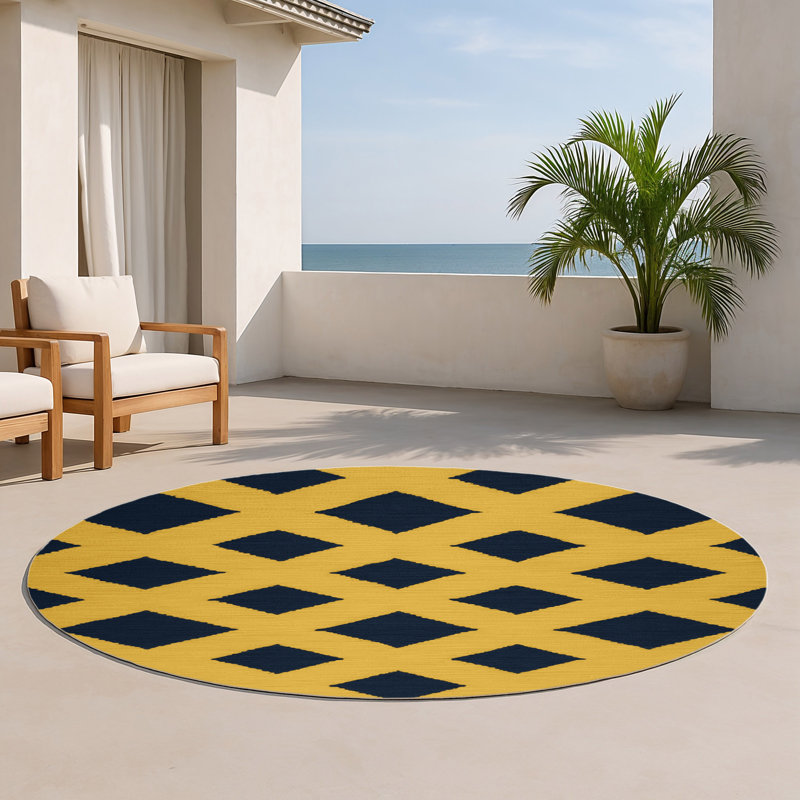Tapis brun intérieur et extérieur Trellis, Rond 5 pi