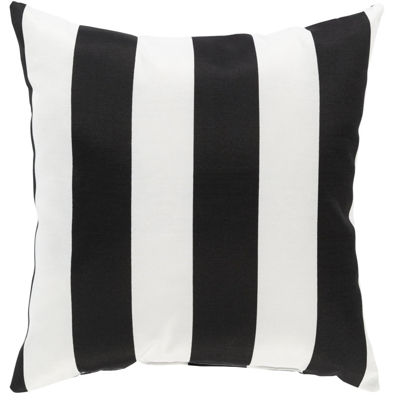 Taraval Outdoor Square Pillow Cover, 16" H x 16" W, Black/White