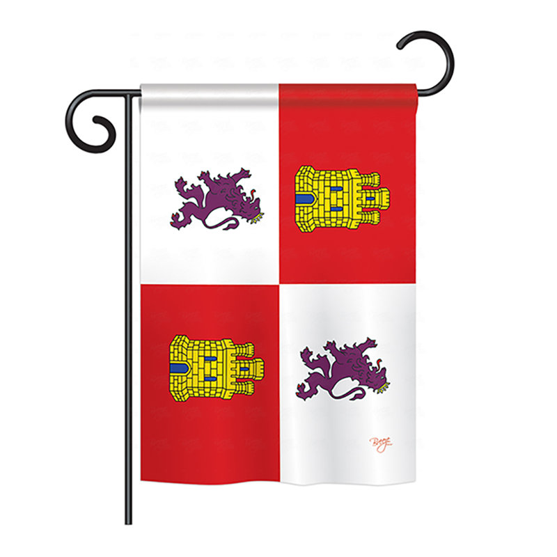 Drapeau de maison / jardin en polyester Castille and León, H 18,5 po x l 13 po
