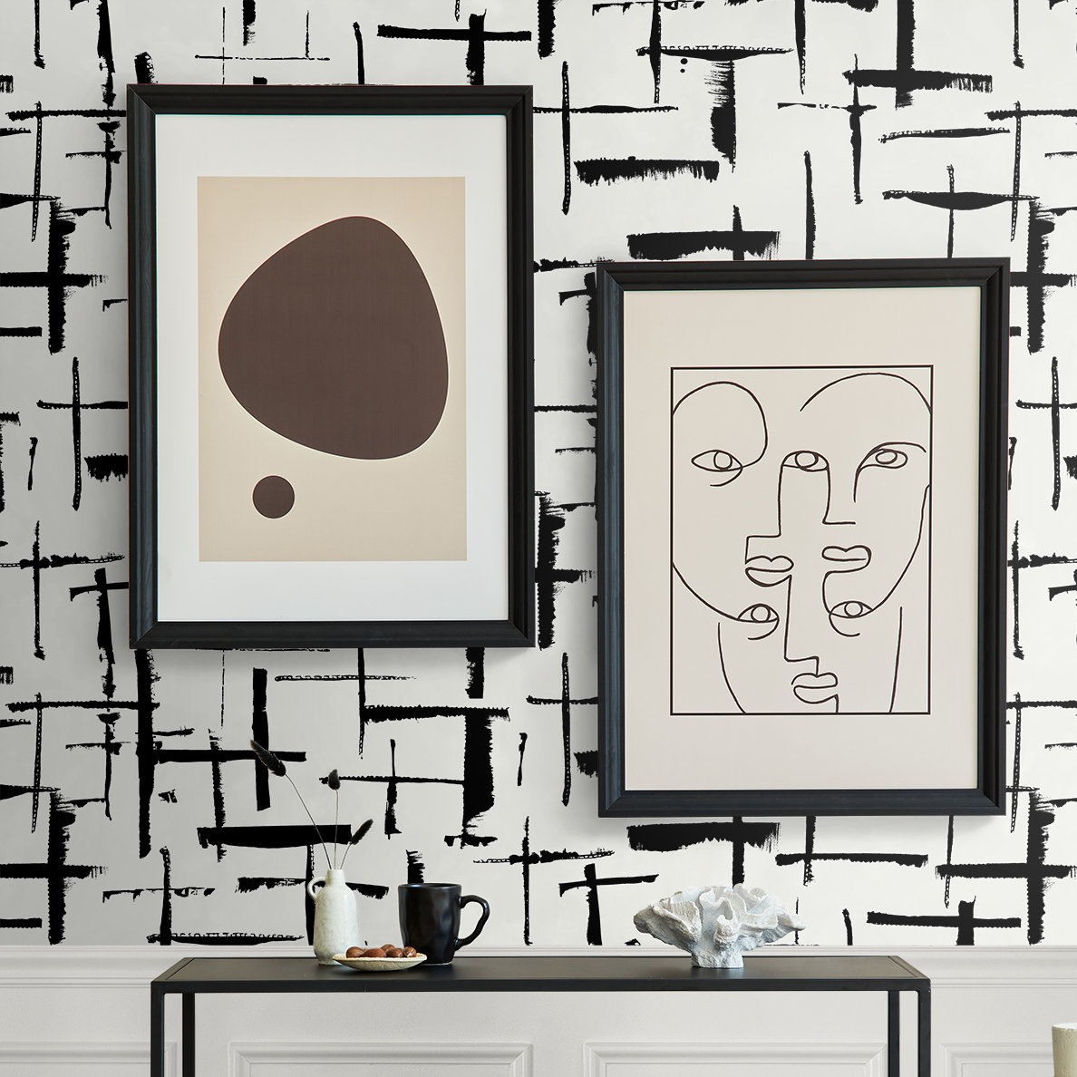 Niseko Modern Abstract Wallpaper, Obsidian