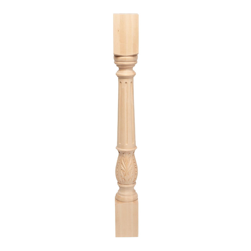 Unfinished Maple Acanthus Leaf Kitchen Island Leg 35.25"
