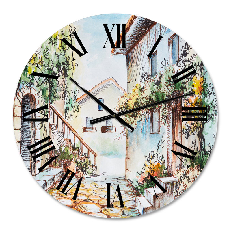 Sunny Day At The City Cozy Street - Horloge murale traditionnelle, Petit
