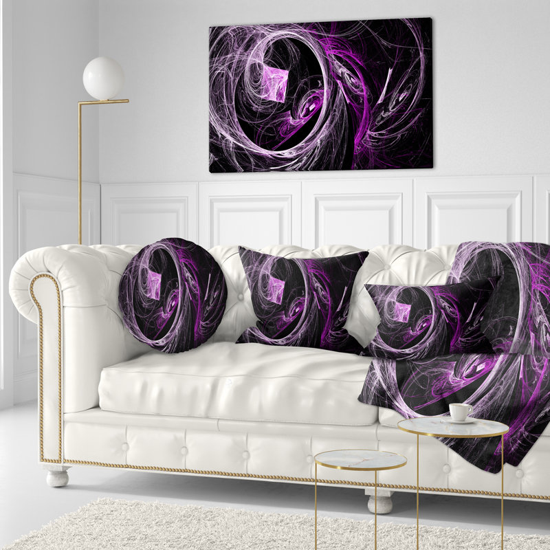 Billow Smoke - Coussin imprimé abstrait, Noir / mauve