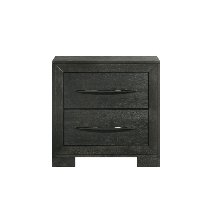 Latitude Run® Walla 2-Drawer Nightstand in Black