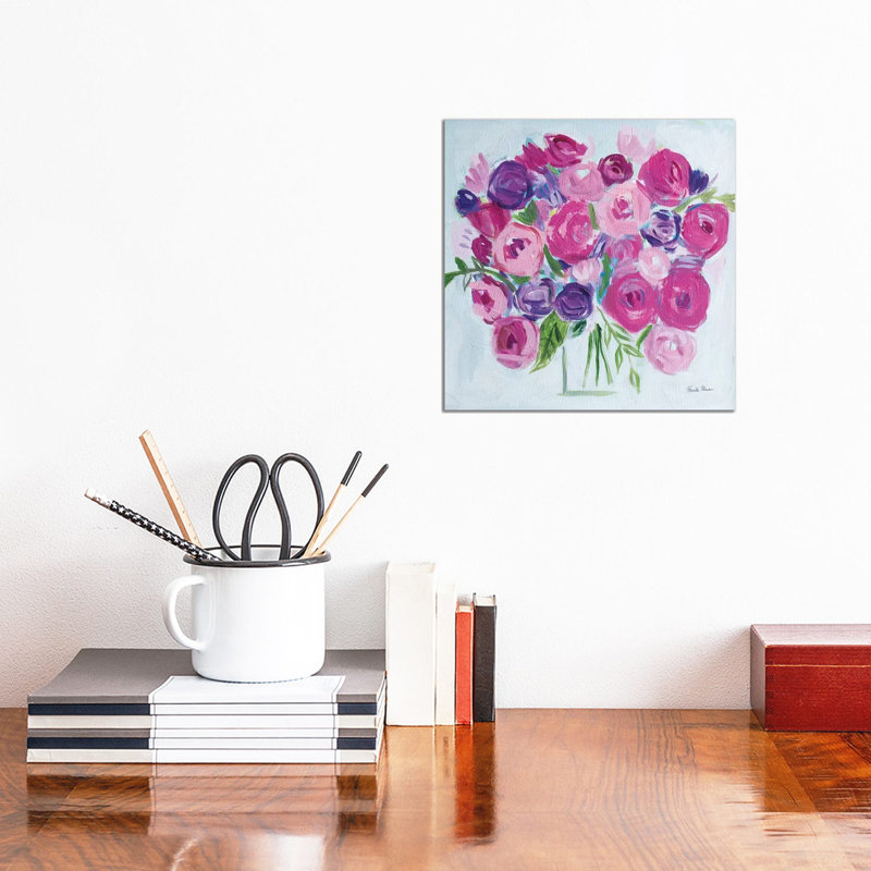 Roses Are Pink by Farida Zaman - Wrapped Canvas Painting, 30.48 cm H x 30.48 cm W