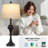 Modern 30'' Black Table Lamp Set with USB & Type-C Ports, Oatmeal Linen Shade-1990468128