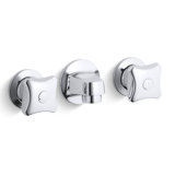 Triton Shelf-Back Commercial Bathroom Sink Faucet with Grid Drain and Standard Handles