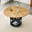 Modern Splicing Circular Dining Table with Double-Layer Storage and Fan-Shaped Design