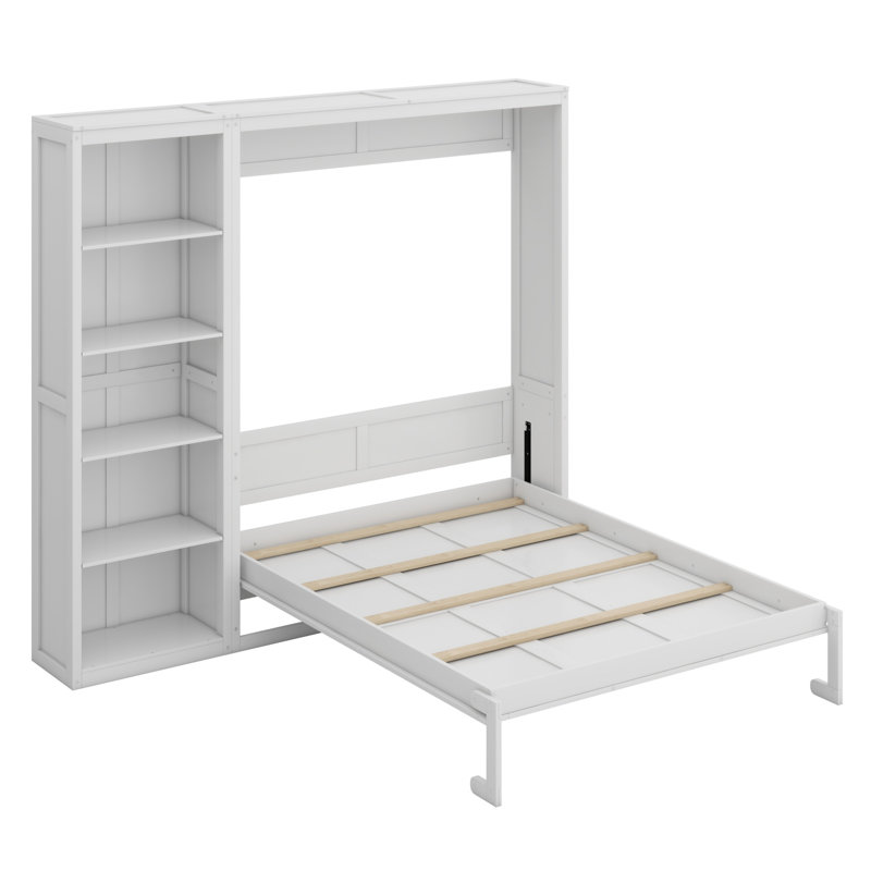 Lit escamotable mural avec tablettes Murphy, Blanc