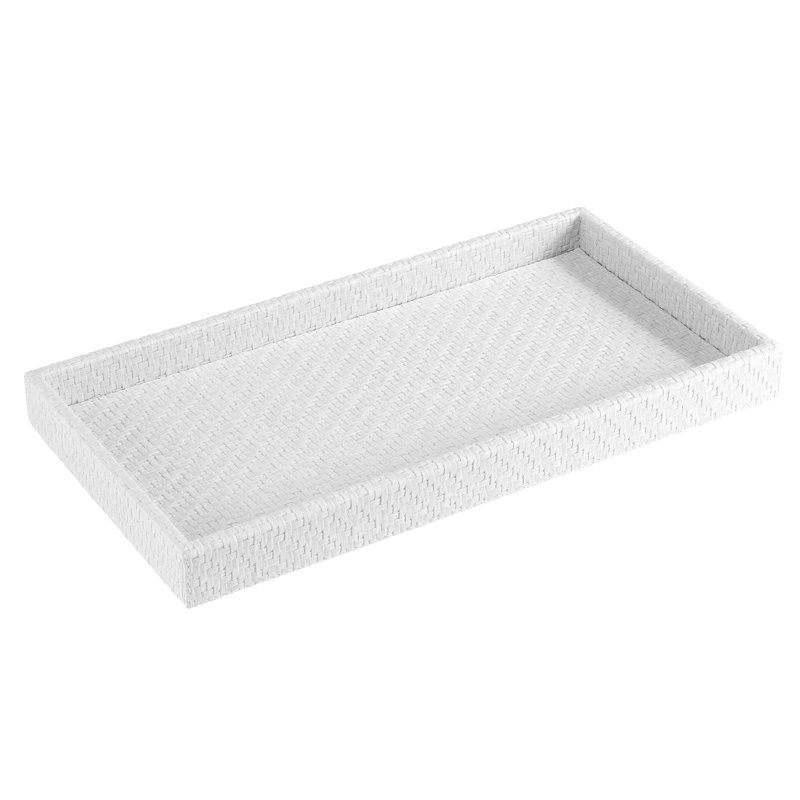 Wicker Vanity Tray, White
