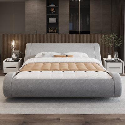 Low Profile Sleigh Bed with Ergonomic Adjustable Headboard