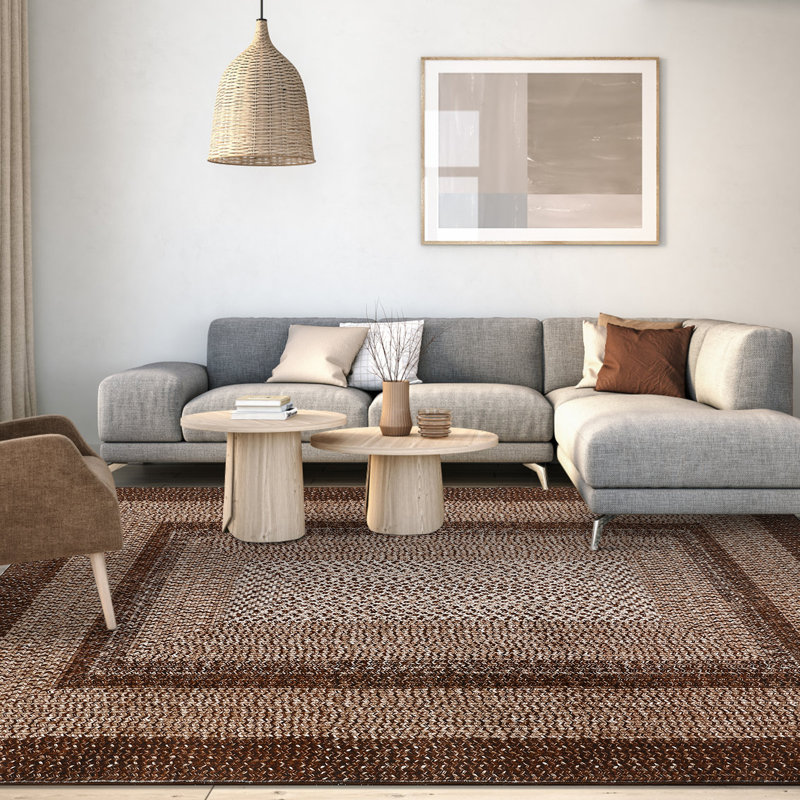 Washable Modern Rugs for Bedroom Imitation Braided Soft Geometric Area Rug Non Slip Stain Resistant Carpet, Rectangle 4' x 6'