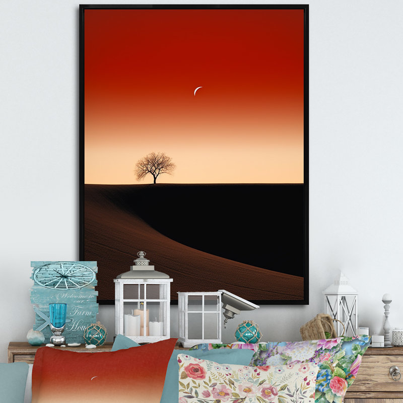 Sunsets Simplicity Desert Solitude I, Cadre flottant noir, H 44 po x l 34 po