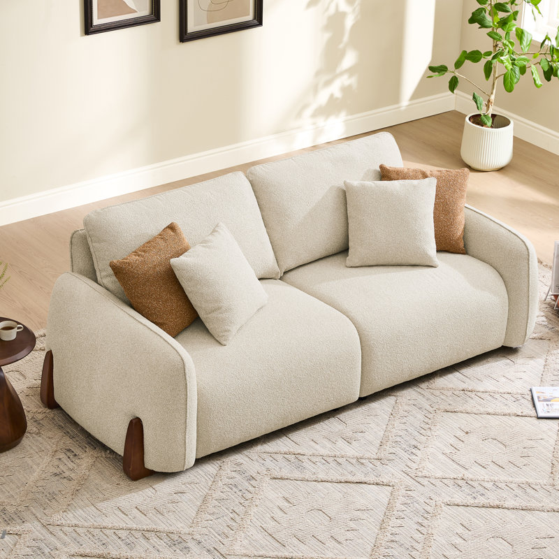 Canapé modulaire rembourré 90 po avec pieds en bois 90 po, Sable