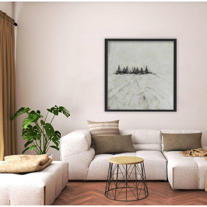 "Frosted Horizon", art mural sur toile, H 12 po x l 12 po, Cadre flottant noir
