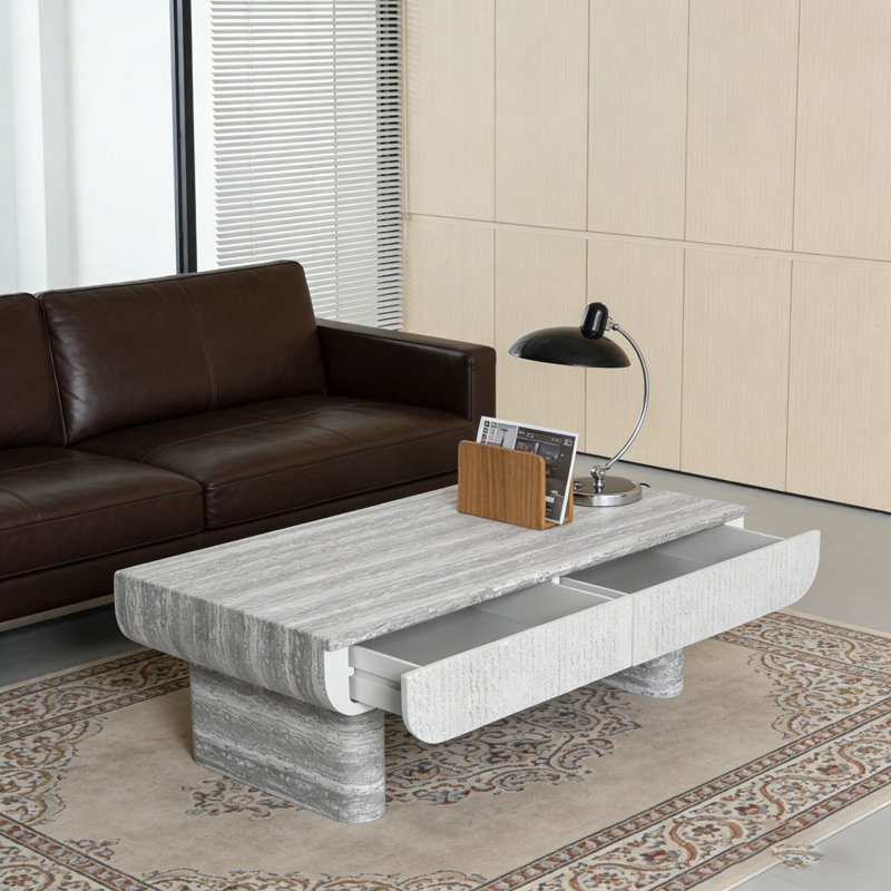 Table basse avec plateau en bois gris, Gris