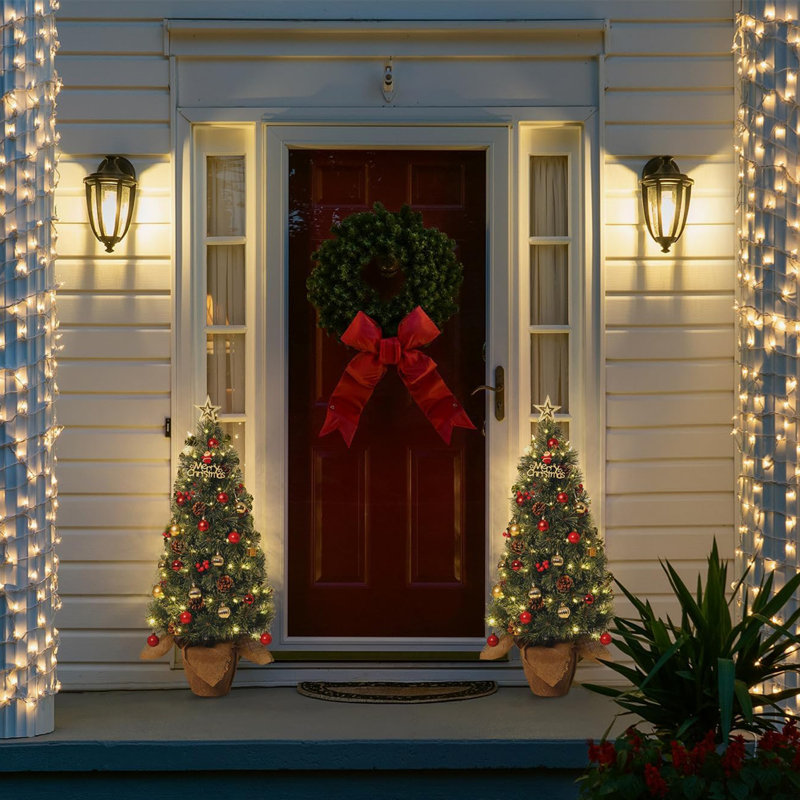 Arbre de Noël illuminé 3 pi, arbres de Noël artificiels, arbres de Noël avec 78 lumières DEL, fonction de minuterie et à piles, décoration de Noël pour la maison