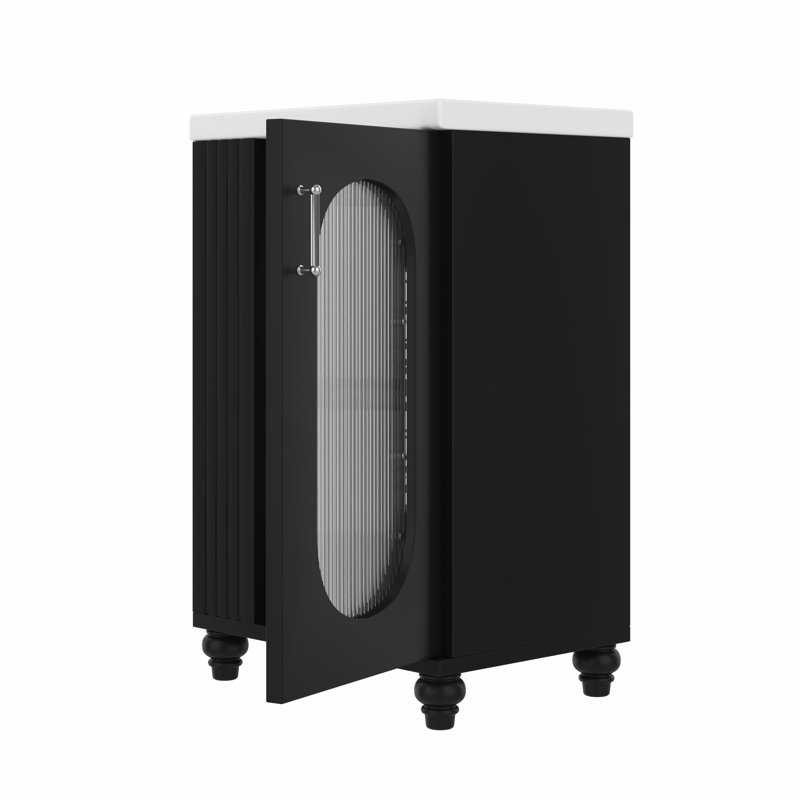Meuble-lavabo de 20 pouces avec lavabo intégré, parfait pour les petits espaces et un design moderne, Noir