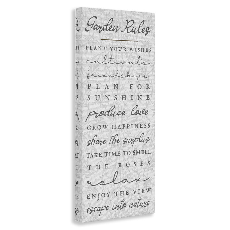«Garden Rules» sur toile à motif floral, design par Lil 'Rue, H 48 po x l 20 po