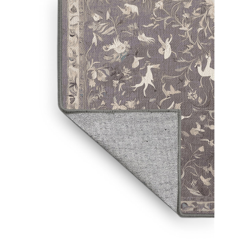 Machine Washable Gray Area Rug, Rectangle 5' x 7'