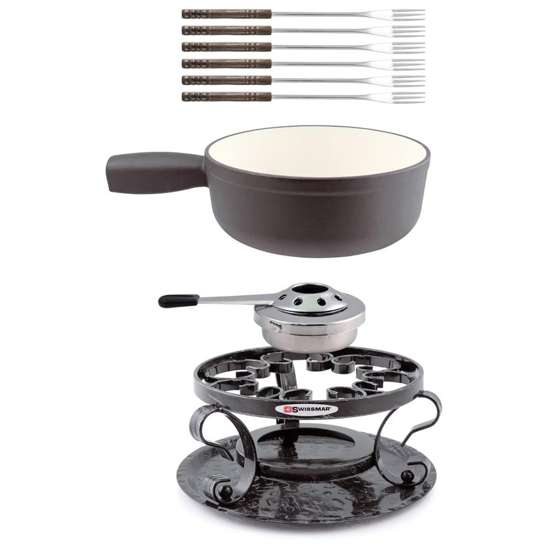 Lugano 9-Piece Fondue Set - Cherry Red, Black