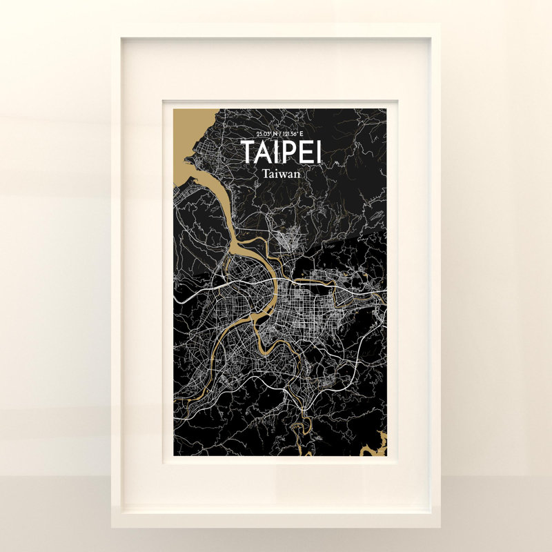 Taipei City Map In Luxe - No Frame Print, 36cm H x 24cm W x 0.05cm D