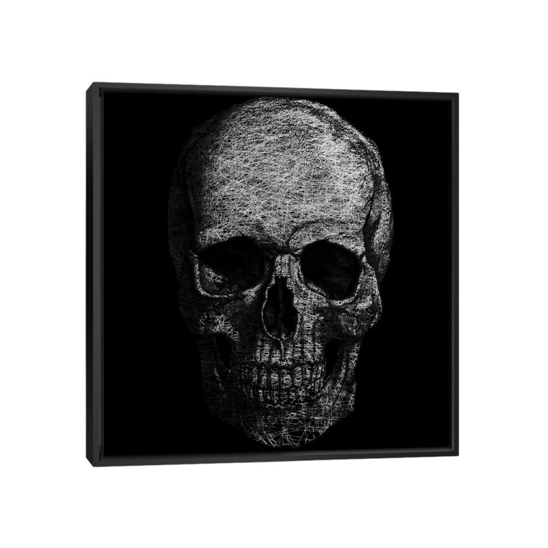 Albree Modern Skull Fibers, impression sur toile, H 18 po x l 18 po x P 1,5 po, Toile avec cadre noir, Pas de tapis