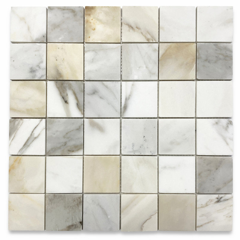 Calacatta 12" x 12" Marble Mosaic Tile, LIght Gray