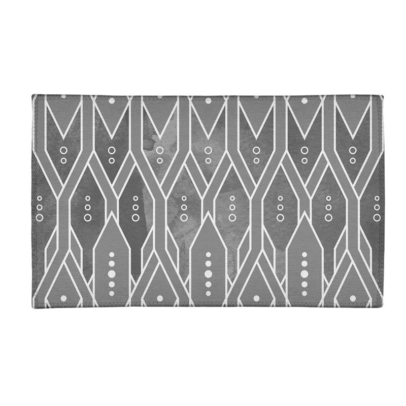 Trellis Pattern Poly Black Area Rug, Rectangle 2' x 3'