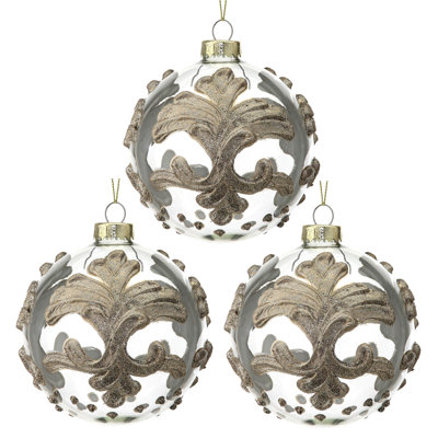 4" Glass and Resin Acanthus Leaf Ball Ornament 