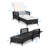Costway Pe Rattan Chaise Lounge Chair Armrest Recliner Adjustable Pillow Black