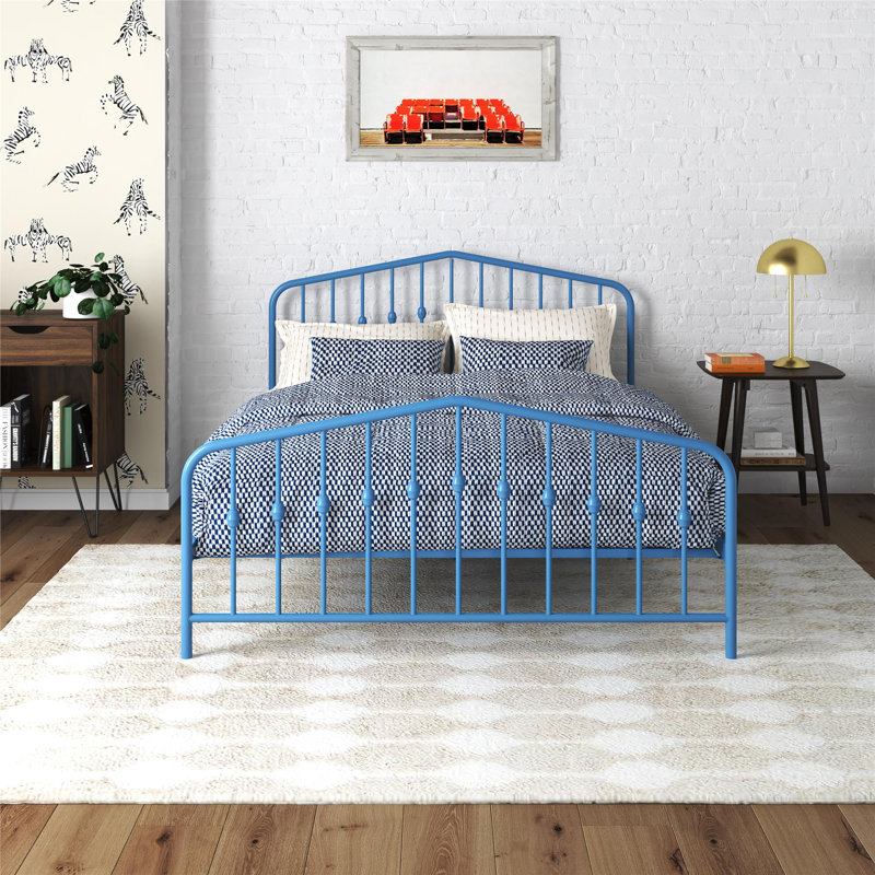 Bushwick Metal Platform Bed, Queen, Sea Blue