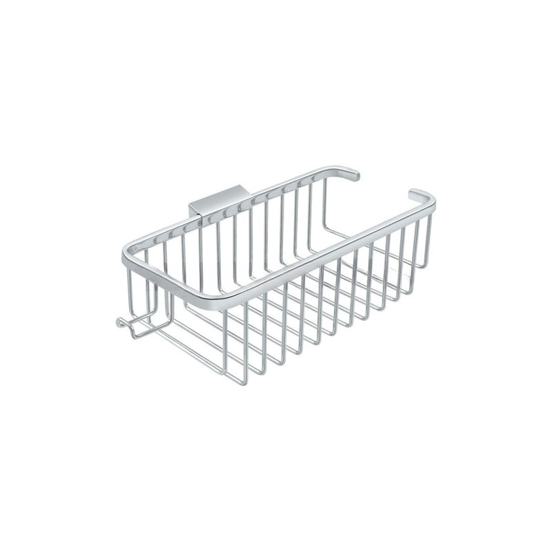 BC85746DD06C45F79A632FC1F737B430 Wire Basket 10-3/8", Deep, Rectangular with Hook in Polished Chrome
