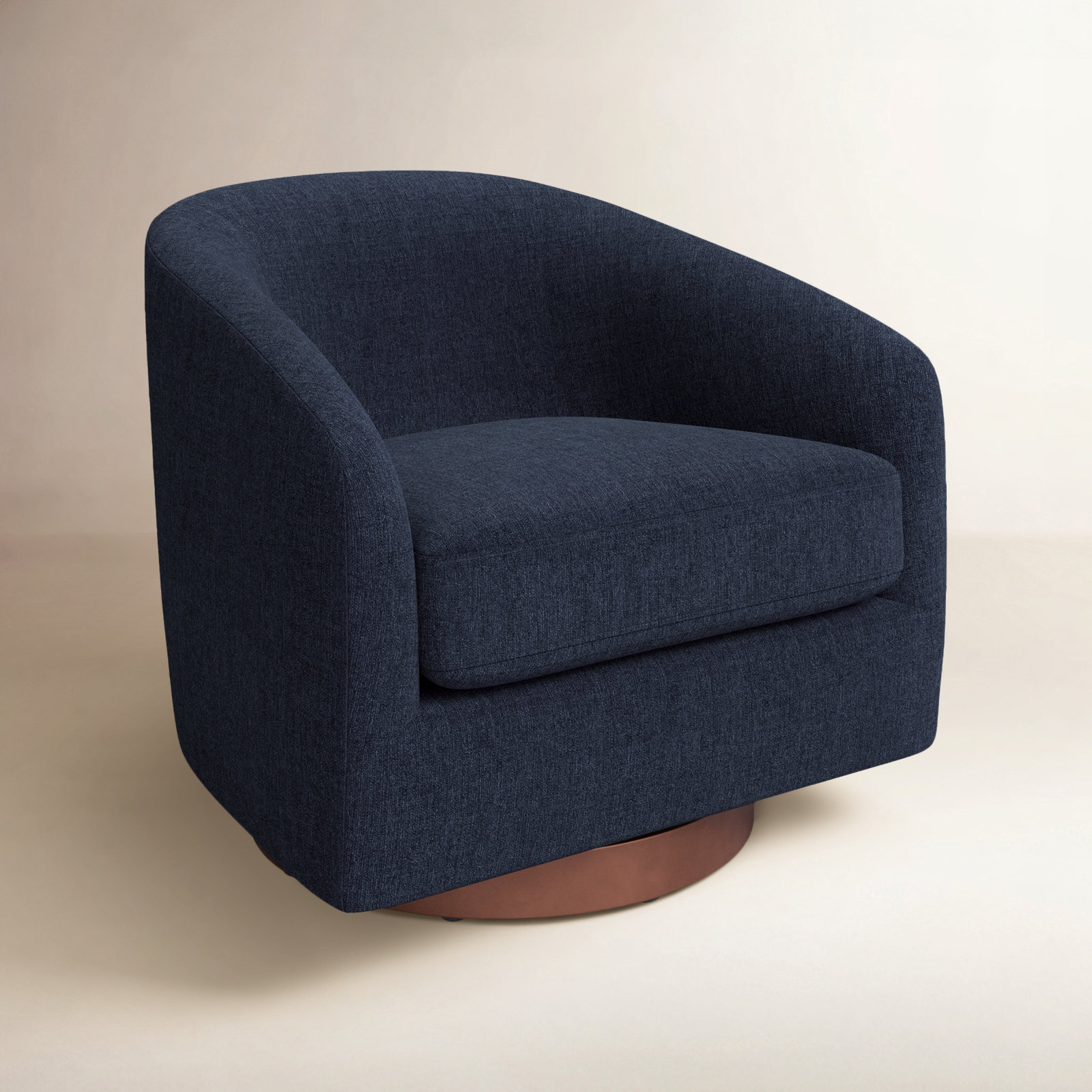 Bennett Upholstered Swivel Barrel Chair, Flannigan Midnight