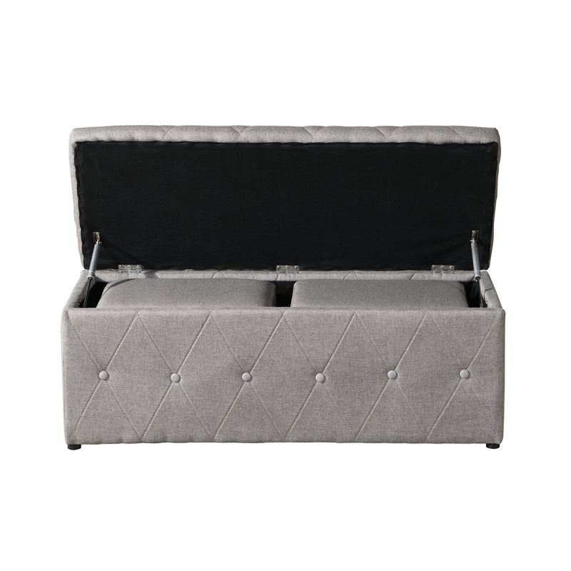 Banc de rangement rembourré en lin Jamesryan