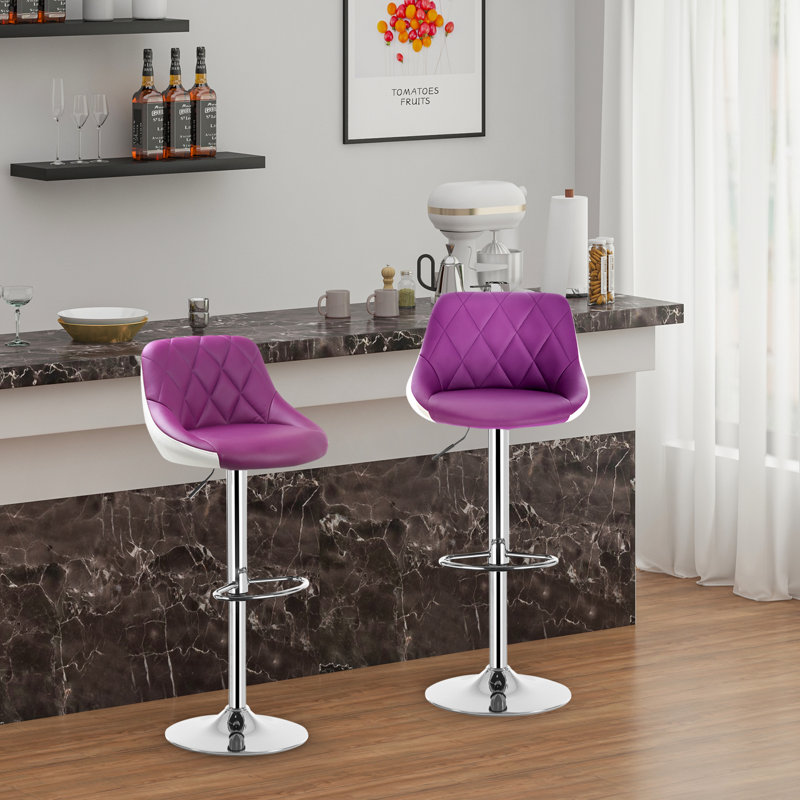 Dequay Swivel Bar Stool, Orange/White, 4