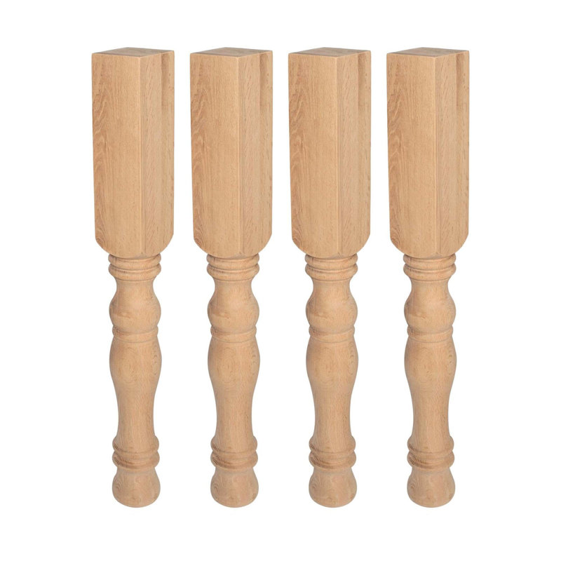 Pieds carrés en érable massif 34-1 / 2 po x 4 po Granham Island, paquet de 4, Bois franc