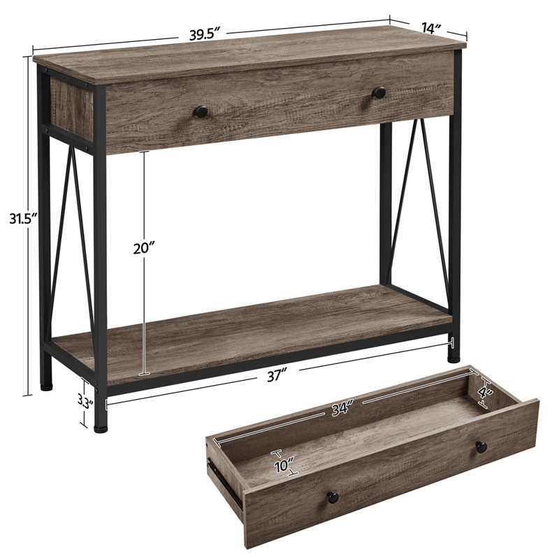 Console 31,5 po, Bois taupe