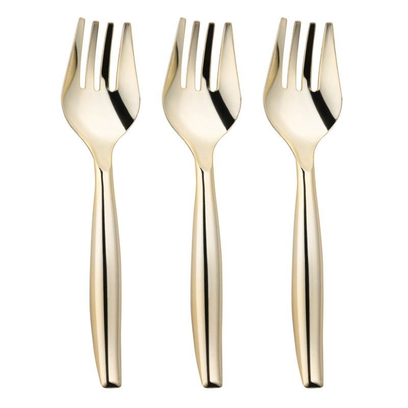 Gold Disposable Plastic Serving Forks