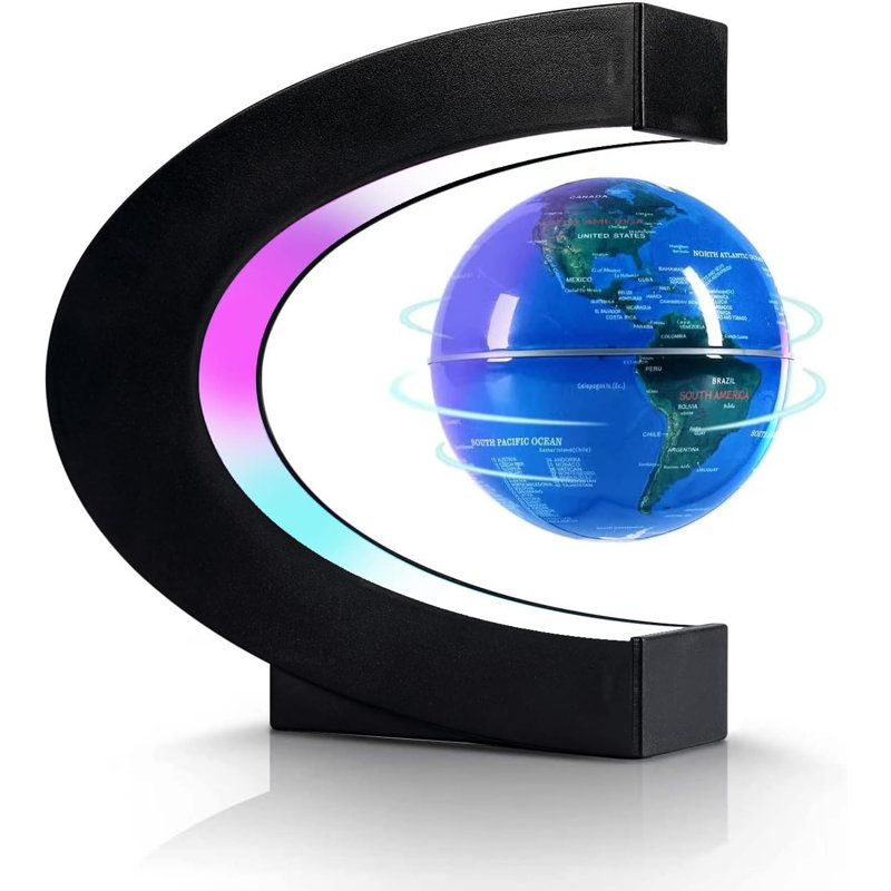 Magnetic Levitation Floating Globe, Levitating C Shape Globe with LED Lights