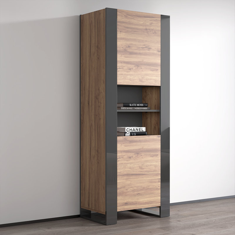 Bayron 25.6" Bookcase, Oak/Gray