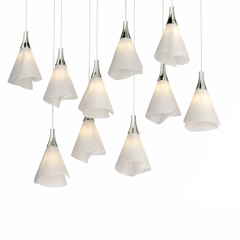 Luminaire suspendu rectangulaire à 10 lumières Mobius, Sterling, 130"