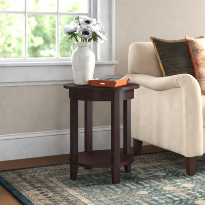 Marco Cottage Beach House Design Round Accent Table With 1 Open Shelf