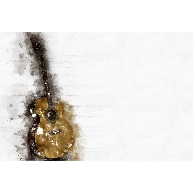 Digital Illustration Of Guitar - Wrapped Canvas Print, 30cm H x 46cm W x 3.8cm D